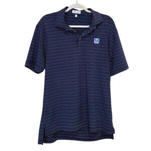 Peter Millar Summer Comfort Polo Navy Striped Shirt Logo Golf Mens Size M